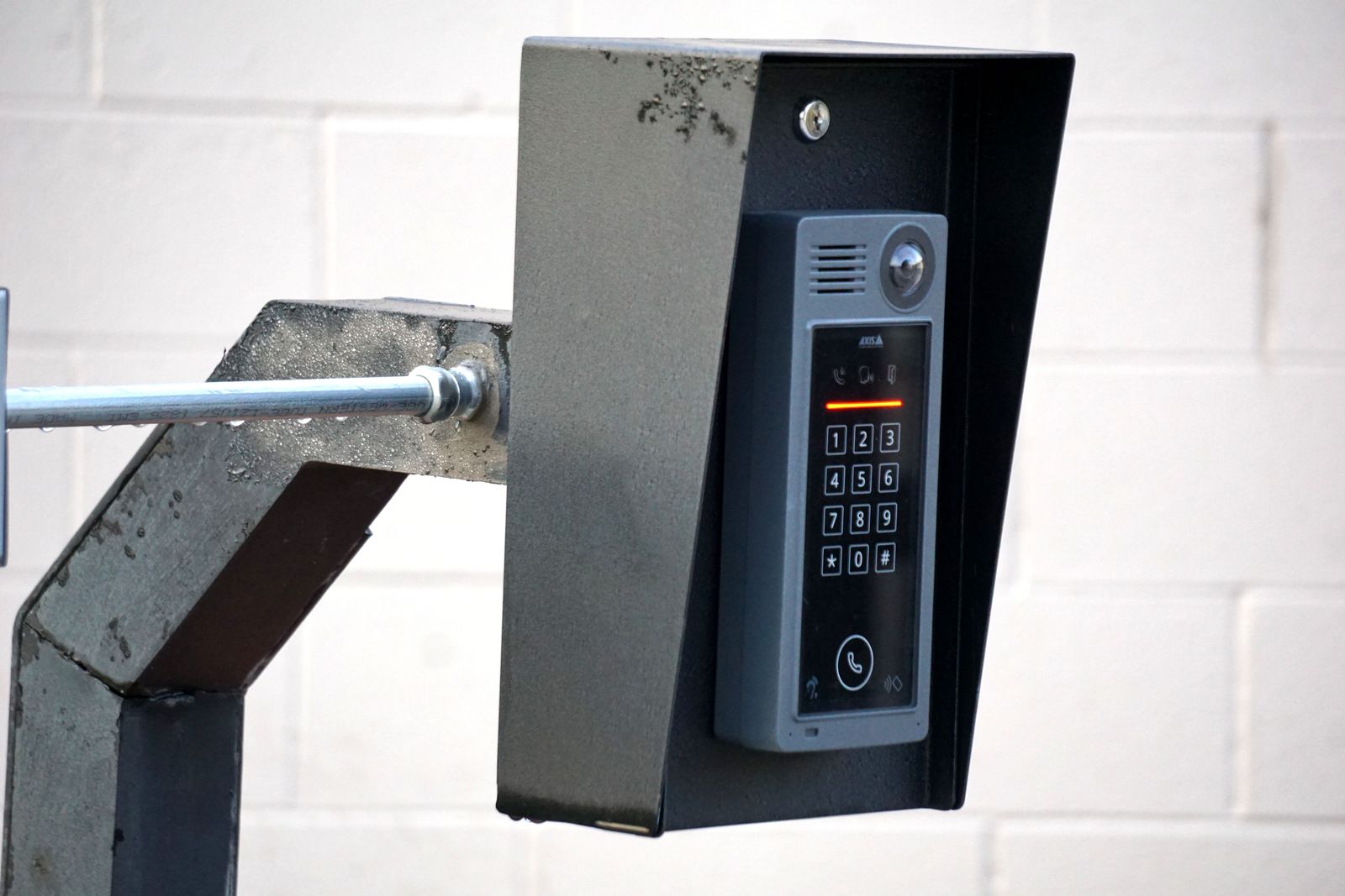 Video intercom with keypad installed at a building entrance